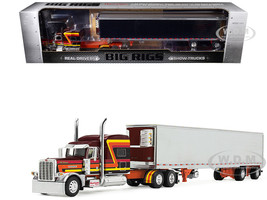 Peterbilt 389 Pride N Class with 70 Mid Roof Sleeper and 53 Utility Trailer with Reefer Hurricane Express Brown with Stripes Big Rigs Series II #4 1/64 Diecast Model DCP/First Gear 69-2073