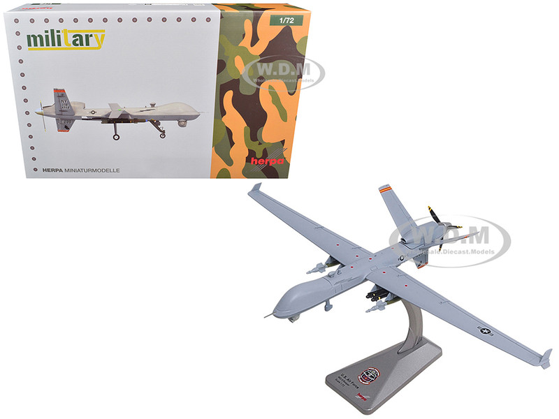 General Atomics MQ 9A Reaper Block 5 UAV New York Air National Guard 108th Attack Squadron Hancock Field Air National Guard Base United States Air Force Military Series 1/72 Diecast Model Airplane Herpa HE580892