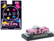 1979 Chevrolet Silverado Stepside Pickup Truck Maui & Sons Pink with White Top and Surfboard Limited Edition to 8360 pieces Worldwide 1/64 Diecast Model Car M2 Machines 31500-MJS95