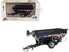 J&M 1112 X Tended Reach Patriotic Grain Cart with Dual Wheels Black 1/64 Diecast Model SpecCast JMM029