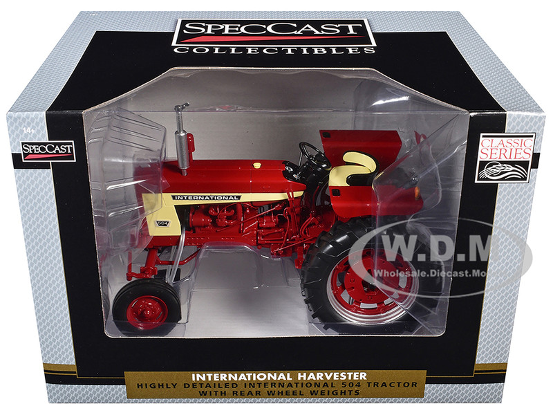 International Harvester 504 Tractor with Rear Wheel Weights Red Classic Series 1/16 Diecast Model SpecCast ZJD1954