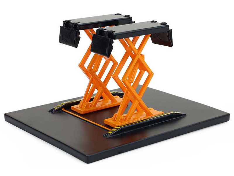 Automotive Double Scissor Lift Black and Orange Double Scissor Lifts Series 2 1/64 Diecast Model Greenlight 16220A