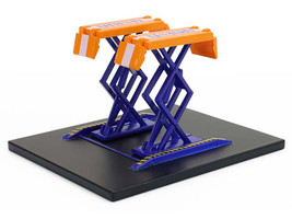 Automotive Double Scissor Lift Union 76 Orange and Blue Double Scissor Lifts Series 2 1/64 Diecast Model Greenlight 16220B