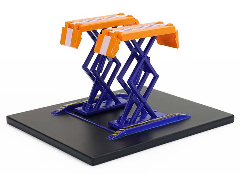 Automotive Double Scissor Lift Union 76 Orange and Blue Double Scissor Lifts Series 2 1/64 Diecast Model Greenlight 16220B