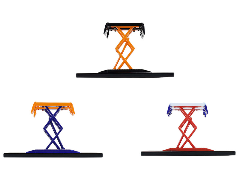 Automotive Double Scissor Lifts Series #2 Set of 3 pieces 1/64 Diecast Models Greenlight 16220-A-B-C