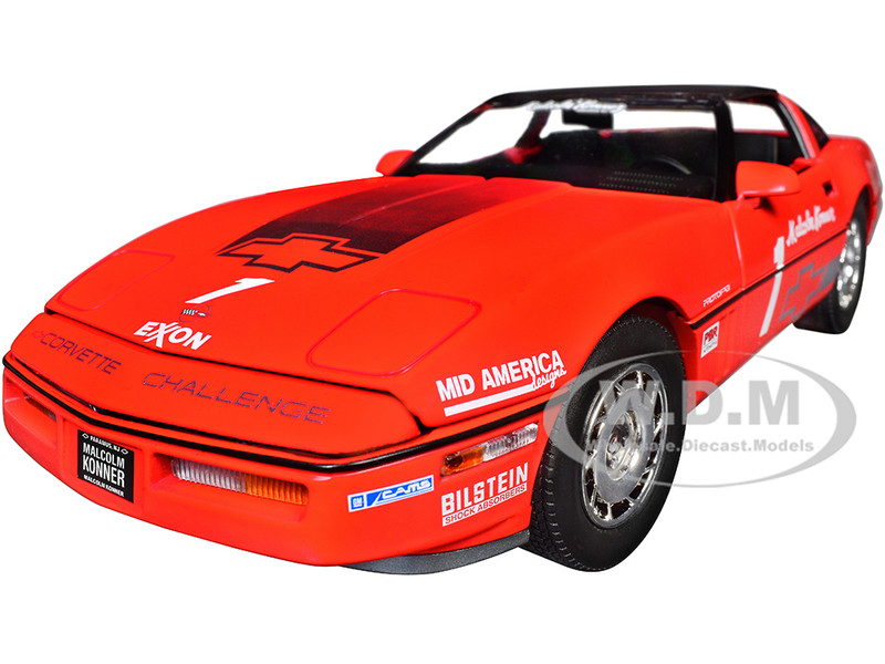 1988 Chevrolet Corvette C4 #1 Malcolm Konner Corvette Challenge Race Car Red with Black Top 1/18 Diecast Model Car Greenlight 13645