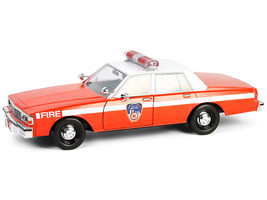 1987 Chevrolet Caprice 9C1 FDNY The Official Fire Department City of New York Red with White Top and Stripes Artisan Collection 1/18 Diecast Model Car Greenlight 19141
