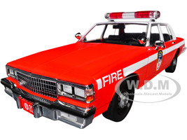 1987 Chevrolet Caprice 9C1 FDNY The Official Fire Department City of New York Red with White Top and Stripes Artisan Collection 1/18 Diecast Model Car Greenlight 19141