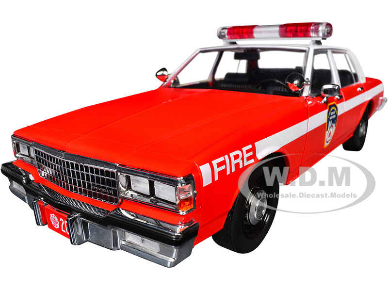 1987 Chevrolet Caprice 9C1 FDNY The Official Fire Department City of New York Red with White Top and Stripes Artisan Collection 1/18 Diecast Model Car Greenlight 19141