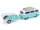 1971 Volkswagen Type 2 Van Seafoam Green and White with Surfboards and Teardrop Trailer Hitch & Tow Series 33 1/64 Diecast Model Cars Greenlight 32330B
