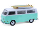1971 Volkswagen Type 2 Van Seafoam Green and White with Surfboards and Teardrop Trailer Hitch & Tow Series 33 1/64 Diecast Model Cars Greenlight 32330B