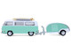 1971 Volkswagen Type 2 Van Seafoam Green and White with Surfboards and Teardrop Trailer Hitch & Tow Series 33 1/64 Diecast Model Cars Greenlight 32330B