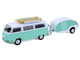 1971 Volkswagen Type 2 Van Seafoam Green and White with Surfboards and Teardrop Trailer Hitch & Tow Series 33 1/64 Diecast Model Cars Greenlight 32330B