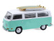 1971 Volkswagen Type 2 Van Seafoam Green and White with Surfboards and Teardrop Trailer Hitch & Tow Series 33 1/64 Diecast Model Cars Greenlight 32330B