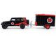 2012 Jeep Wrangler Unlimited Diablo Sport Black with Red Graphics and Small Cargo Trailer Hitch & Tow Series 33 1/64 Diecast Model Cars Greenlight 32330C