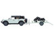 2021 Ford Bronco 4 Door Badlands Cactus Gray with Black Top and Motorcycle with Utility Trailer Hitch & Tow Series 33 1/64 Diecast Model Cars Greenlight 32330D