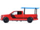 2015 Ford F 150 Pickup Truck with Ladder Rack Red with Black Stripes Down on the Farm Series 11 1/64 Diecast Model Greenlight 48110E
