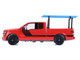 2015 Ford F 150 Pickup Truck with Ladder Rack Red with Black Stripes Down on the Farm Series 11 1/64 Diecast Model Greenlight 48110E
