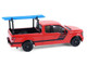 2015 Ford F 150 Pickup Truck with Ladder Rack Red with Black Stripes Down on the Farm Series 11 1/64 Diecast Model Greenlight 48110E