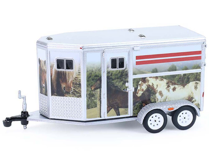 Horse Trailer Silver with Custom Horse Wrap Down on the Farm Series 11 1/64 Diecast Model Greenlight 48110F