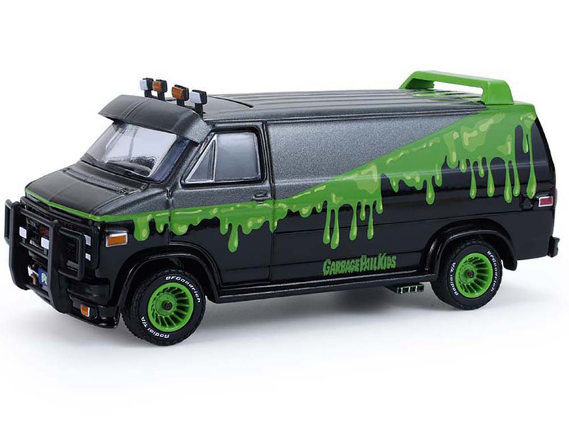 1983 GMC Vandura Van Gray Metallic and Black with Green Slime Graphics Petey Da Fool Garbage Pail Kids Series 8 1/64 Diecast Model Car Greenlight 54120A