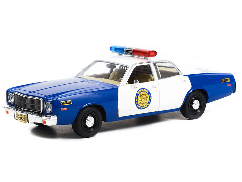 1975 Plymouth Fury Osage County Sheriff Blue and White 1/24 Diecast Model Car Greenlight 84105