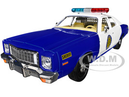 1975 Plymouth Fury Osage County Sheriff Blue and White 1/24 Diecast Model Car Greenlight 84105