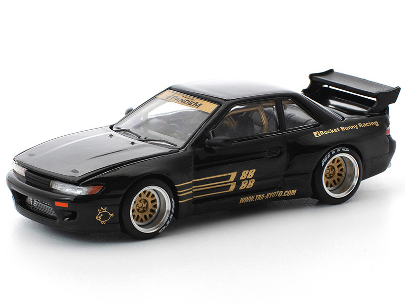 Pandem S13 RHD Right Hand Drive Black with Gold Accents 1/64 Diecast Model Car Pop Race PR640289