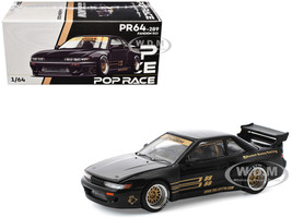 Pandem S13 RHD Right Hand Drive Black with Gold Accents 1/64 Diecast Model Car Pop Race PR640289