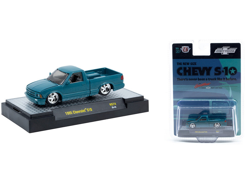 1995 Chevrolet S10 Pickup Truck Teal Metallic Limited Edition to 15400 pieces Worldwide 1/64 Diecast Model Car M2 Machines 31500-HS74