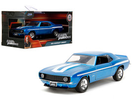 1969 Chevrolet Camaro Blue Metallic with White Stripes 2 Fast 2 Furious 2003 Movie Fast & Furious Series 1/32 Diecast Model Car Jada 34443