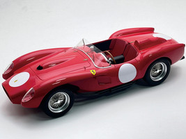 Ferrari 250 TR Pontoon Fender Press Clienti Corsa 1958 Rosso Corsa Red with White Circle Graphics Mythos Series with Display Case Limited Edition to 40 pieces Worldwide 1/18 Model Car Tecnomodel TM18-254N