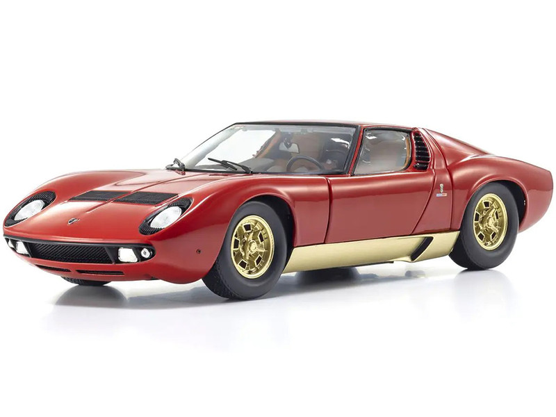 Lamborghini Miura P 400 Red with Gold Accents 1/18 Diecast Model Car Kyosho KS08314R