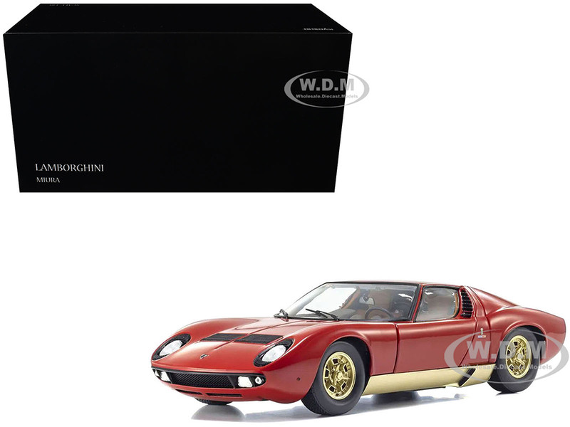 Lamborghini Miura P 400 Red with Gold Accents 1/18 Diecast Model Car Kyosho KS08314R