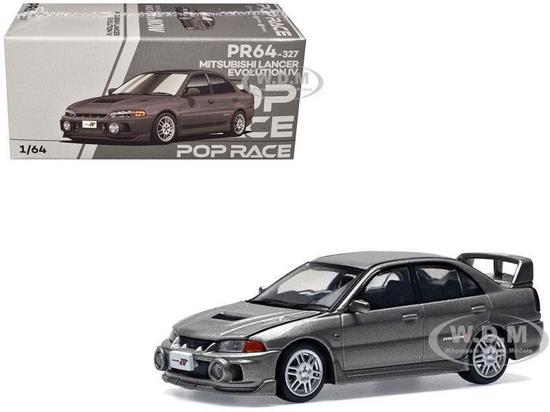 Mitsubishi Lancer Evolution IV RHD Right Hand Drive Dark Gray Metallic 1/64 Diecast Model Car Pop Race PR640327
