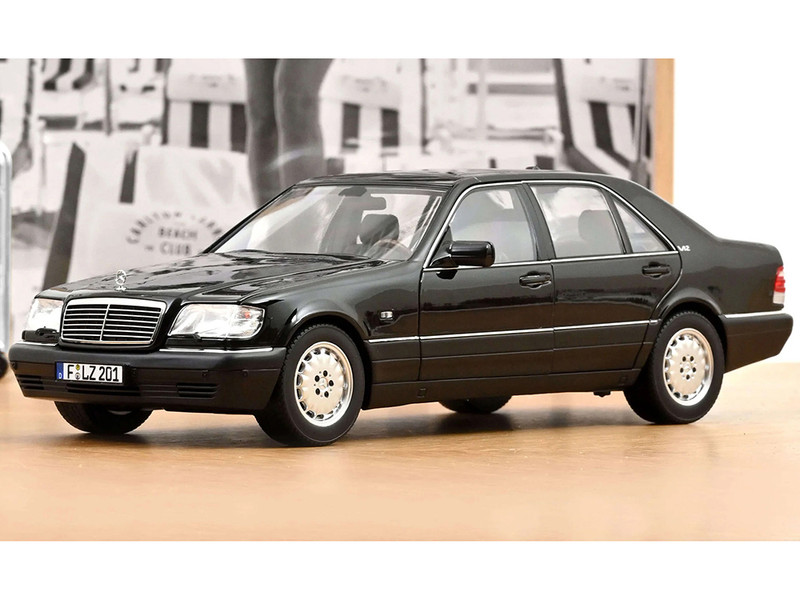1997 Mercedes Benz S600 Obsidian Black Metallic 1/18 Diecast Model Car Norev 183045