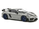 2023 Porsche Cayman GT4 RS Weissach Pack Chalk Gray with Carbon Hood Stripes 1/18 Diecast Model Car Norev 187253