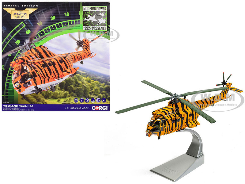 Westland Puma HC 1 Helicopter No 230 Squadron NATO Tiger Meet livery RIAT 2005 Royal Air Force The Aviation Archive Series 1/72 Diecast Model Corgi AA27006