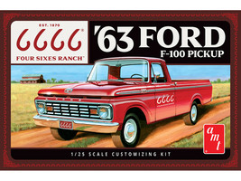Skill 2 Model Kit 1963 Ford F 100 Pickup Truck Four Sixes Ranch 3 in 1 Kit 1/25 Scale Model AMT AMT1559