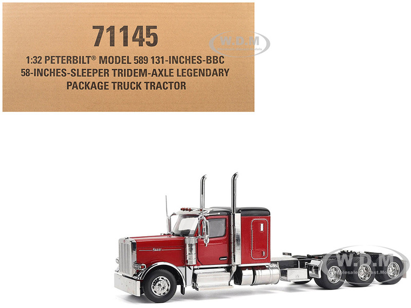 Peterbilt 589 Tridem Axle Legendary Package Truck Tractor with 58 Sleeper Legendary Red Transport Series 1/32 Diecast Model Diecast Masters 71145