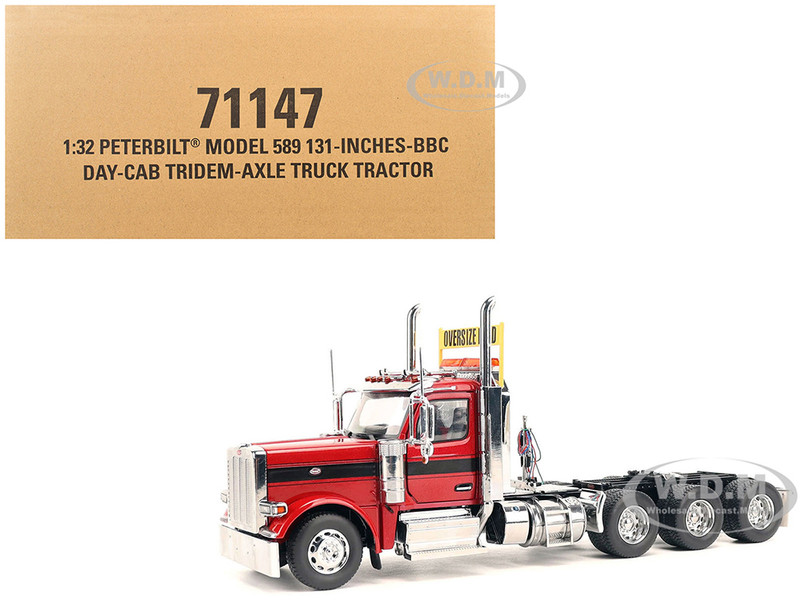 Peterbilt 589 Tridem Axle Truck Tractor with Day Cab Legendary Red Transport Series 1/32 Diecast Model Diecast Masters 71147