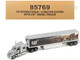 International Lonestar Truck with Sleeper Silver Metallic with CAT Caterpillar Mural Trailer Transport Series 1/50 Diecast Model by Diecast Masters 85769