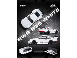 RWB 930 Matt White with Black Stripes 1/64 Diecast Model Car Model Model MM64-RWB930-004