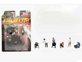 Car Meet 5 6 piece Diecast Figure Set Limited Edition for 1/64 Scale Models American Diorama AD-2432MJ