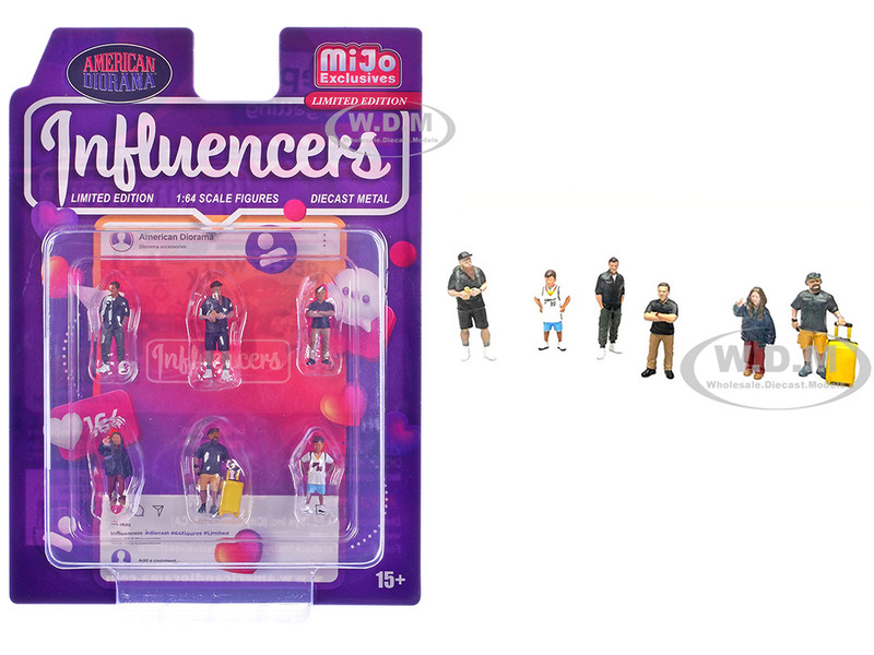 Influencers 6 piece Diecast Figure Set Limited Edition for 1/64 Scale Models American Diorama AD-2433MJ