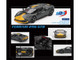 Ferrari 296 GTB Assetto Fiorano Grigio Scuro Dark Gray with Yellow Stripes 1/64 Diecast Model Car BBR BBRFER64007