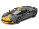 Ferrari 296 GTB Assetto Fiorano Grigio Scuro Dark Gray with Yellow Stripes 1/64 Diecast Model Car BBR BBRFER64007