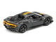 Ferrari 296 GTB Assetto Fiorano Grigio Scuro Dark Gray with Yellow Stripes 1/64 Diecast Model Car BBR BBRFER64007