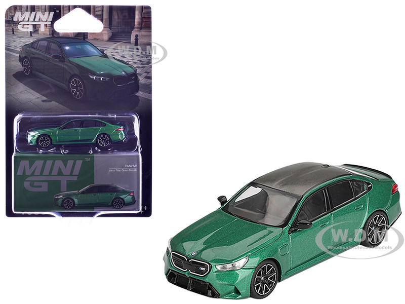 BMW M5 Isle of Man Green Metallic with Carbon Top Limited Edition 1/64 Diecast Model Car Mini GT MGT01086
