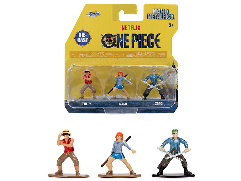 Set of 3 Diecast Figures One Piece 2023 Current TV Series Nano Metalfigs Series Diecast Models Jada 37507